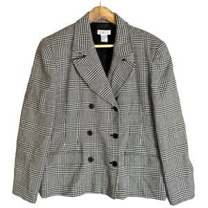 Talbots Wool Houndstooth Blazer Women's 12 Plaid Career Office Professional